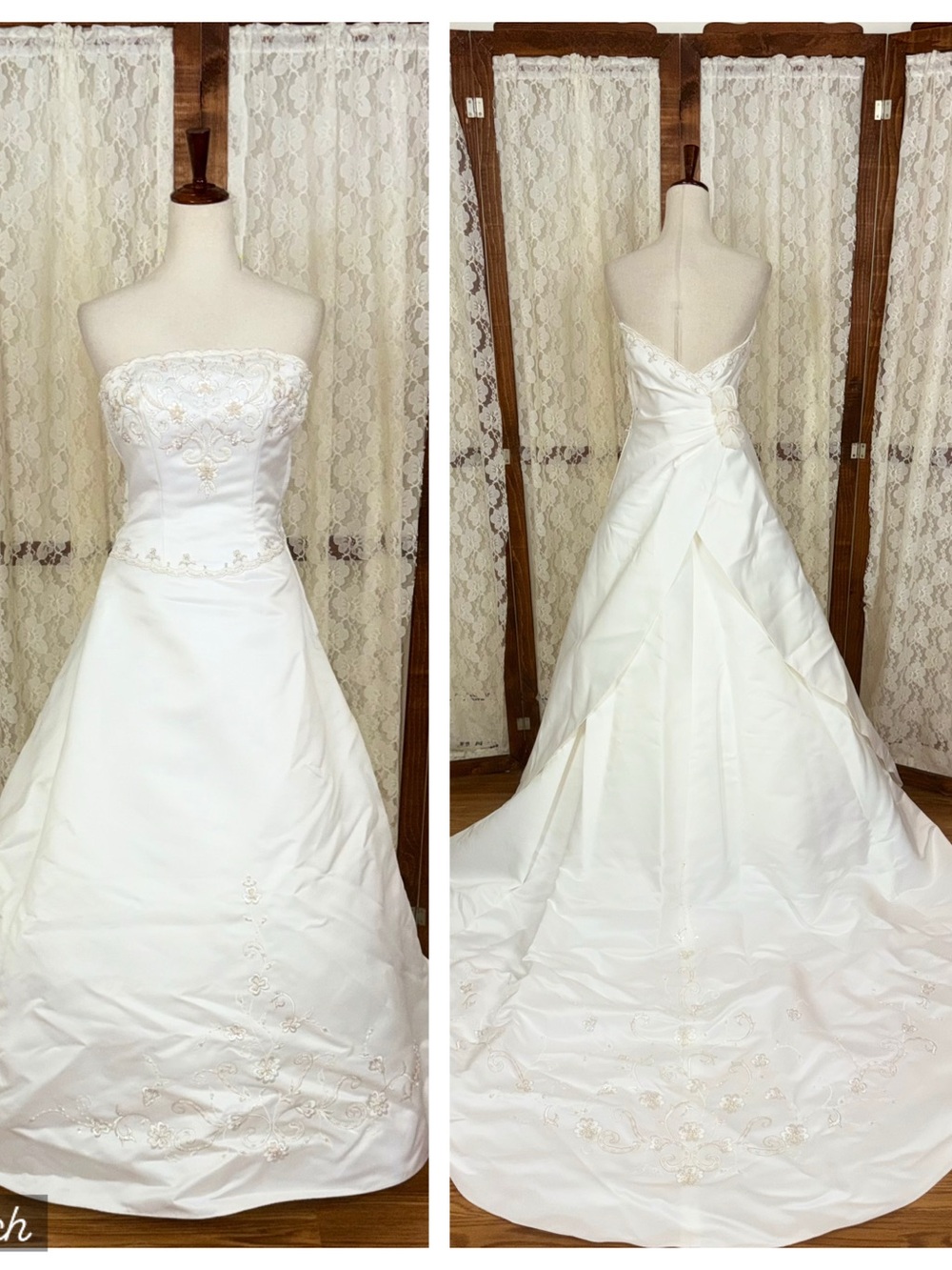 Beautiful Vintage 90s St. Tropez Strapless Satin Wedding Gown